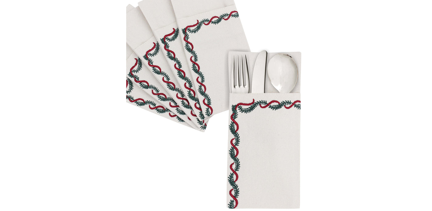 Christmas Garland Cutlery Sleeve Set