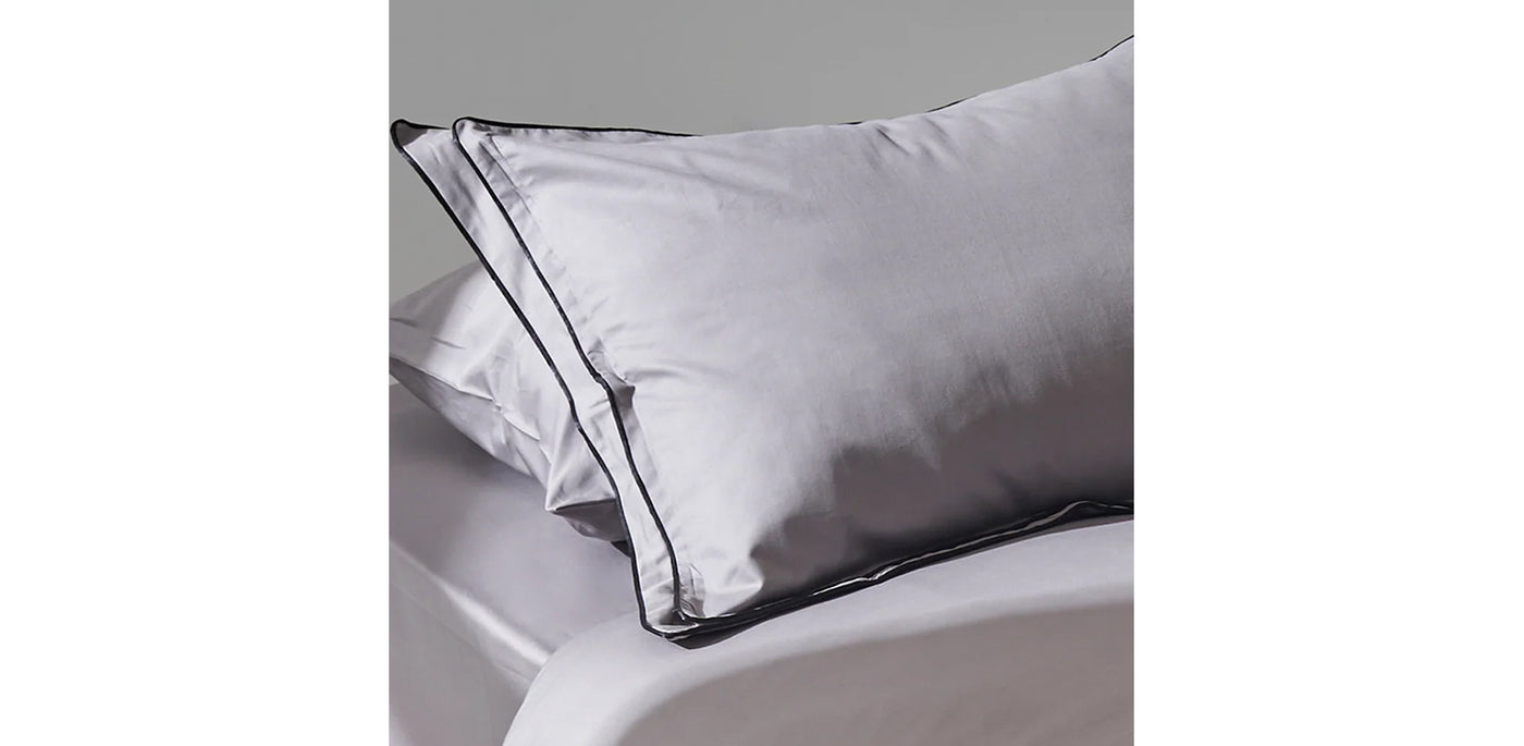 Grey Duvet Cover - Sateen Black Double Piping