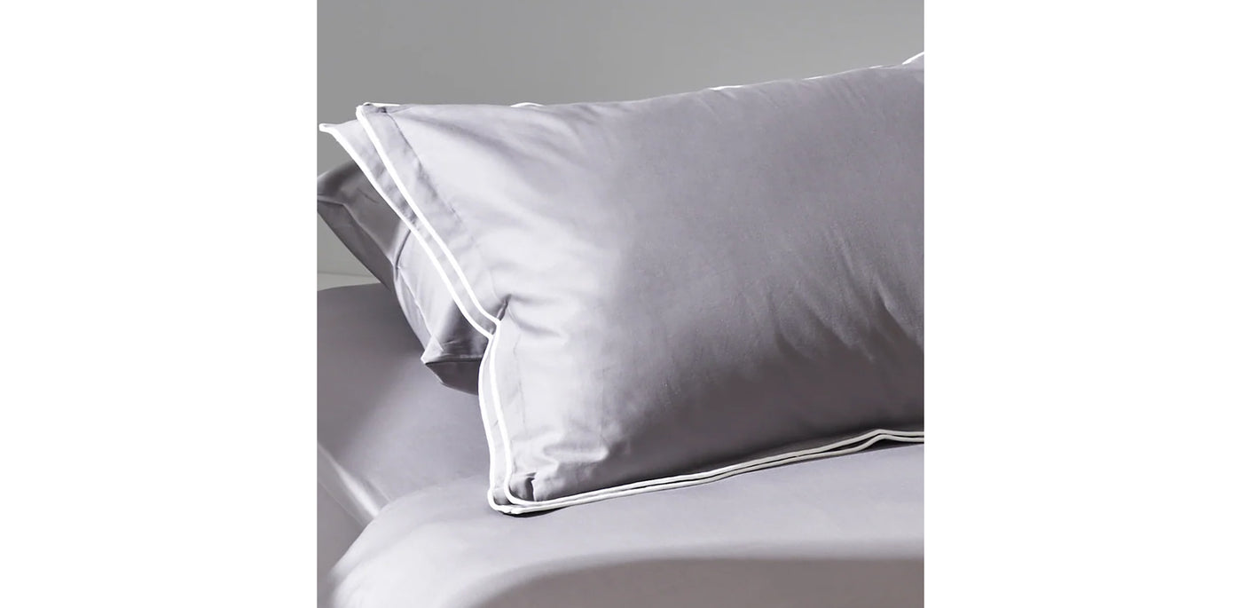 Grey Duvet Cover - Sateen White Double Piping