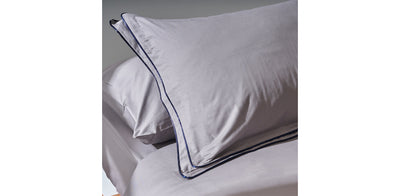 Grey Duvet Cover - Sateen Navy Double Piping