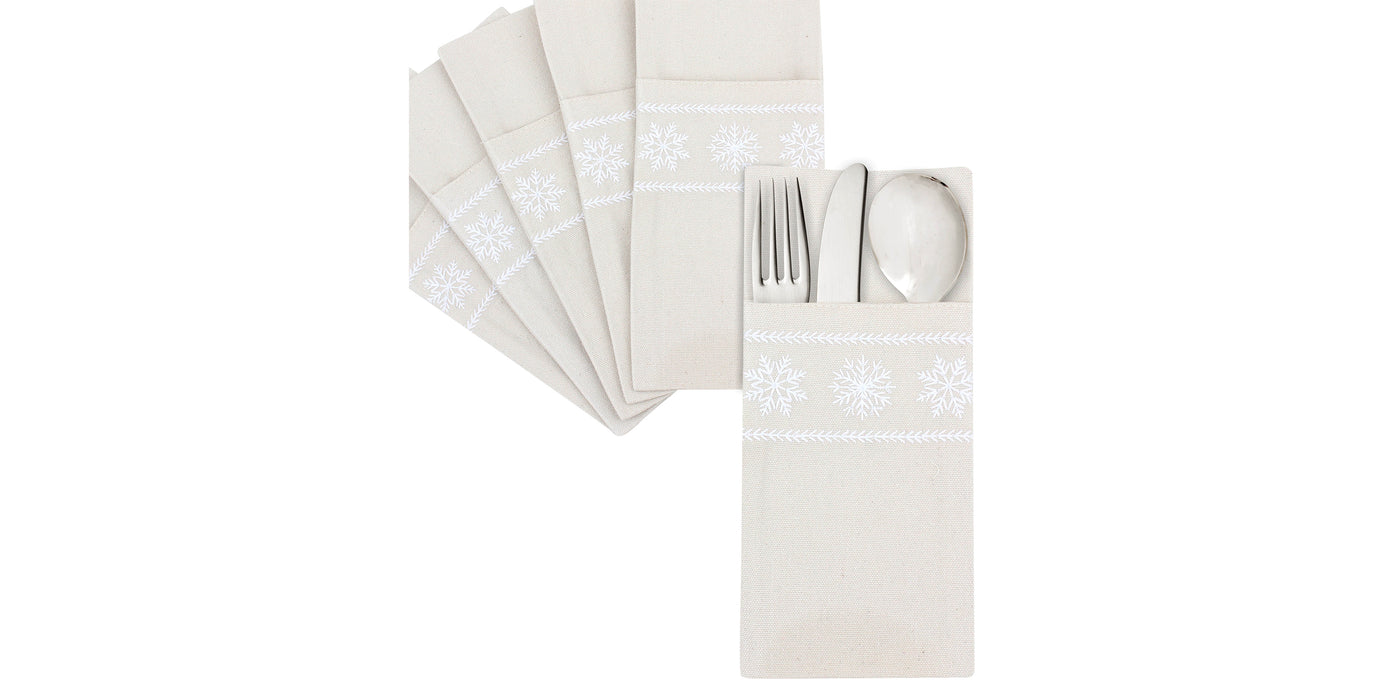 Snowfall White Cutlery Sleeve Set