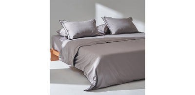 Grey Duvet Cover - Sateen Black Double Piping