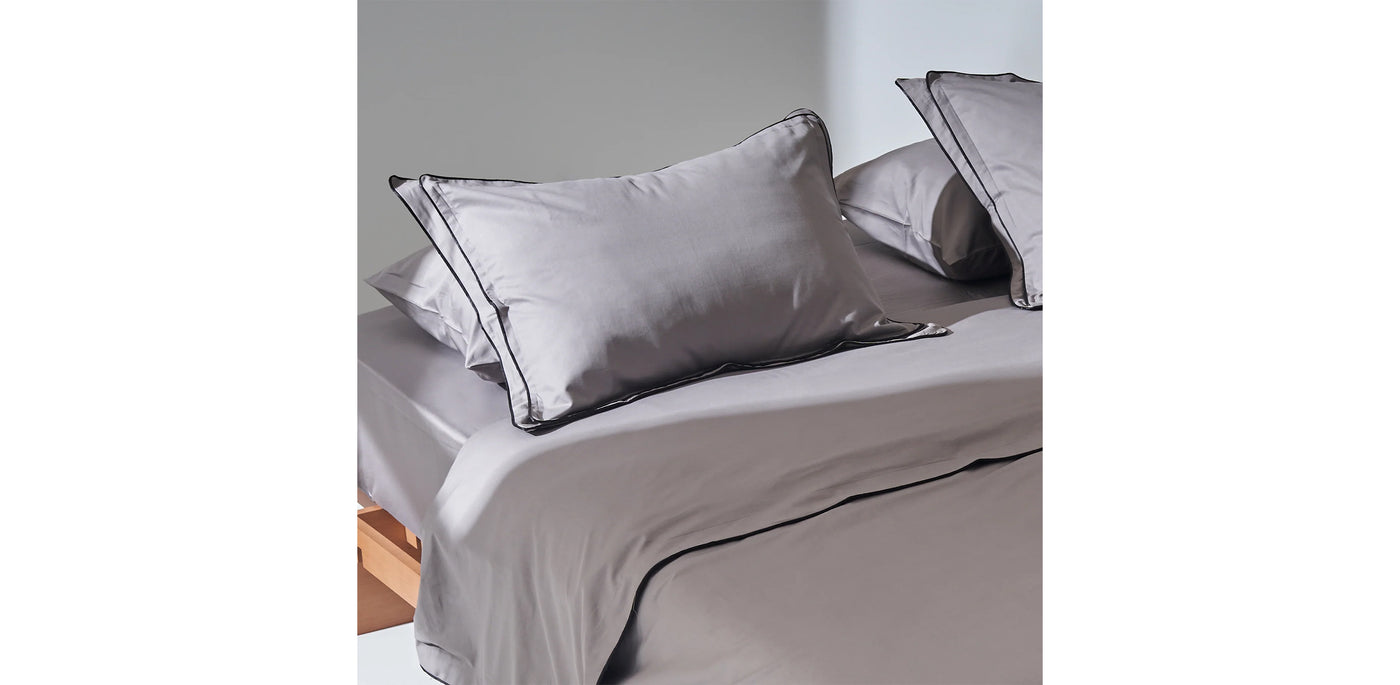 Grey Duvet Cover - Sateen Black Double Piping