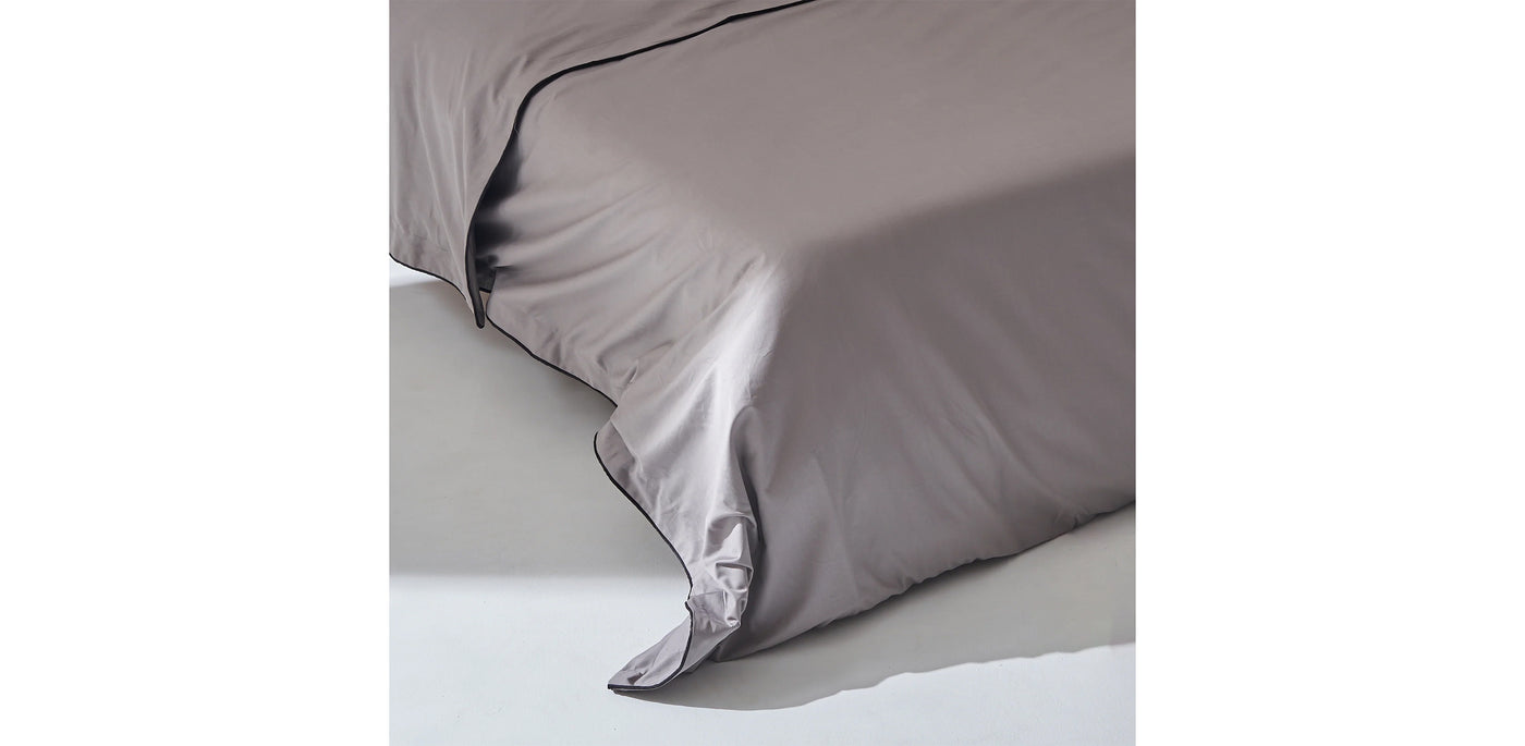 Grey Duvet Cover - Sateen Black Double Piping