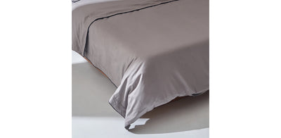 Grey Duvet Cover - Sateen Navy Double Piping