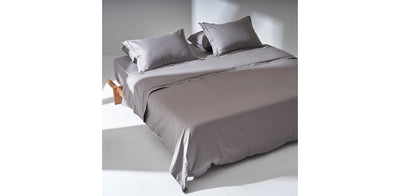 Grey Duvet Cover - Sateen White Double Piping