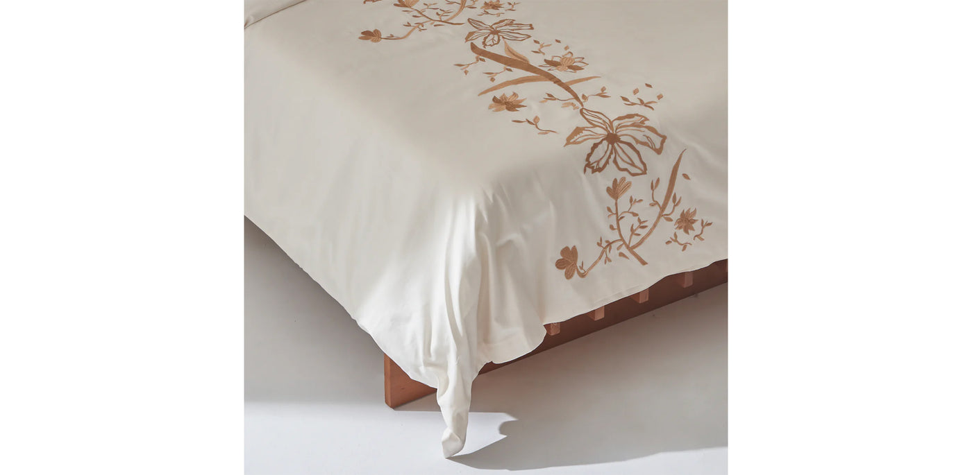 Ivory Duvet Cover - Sateen Floral