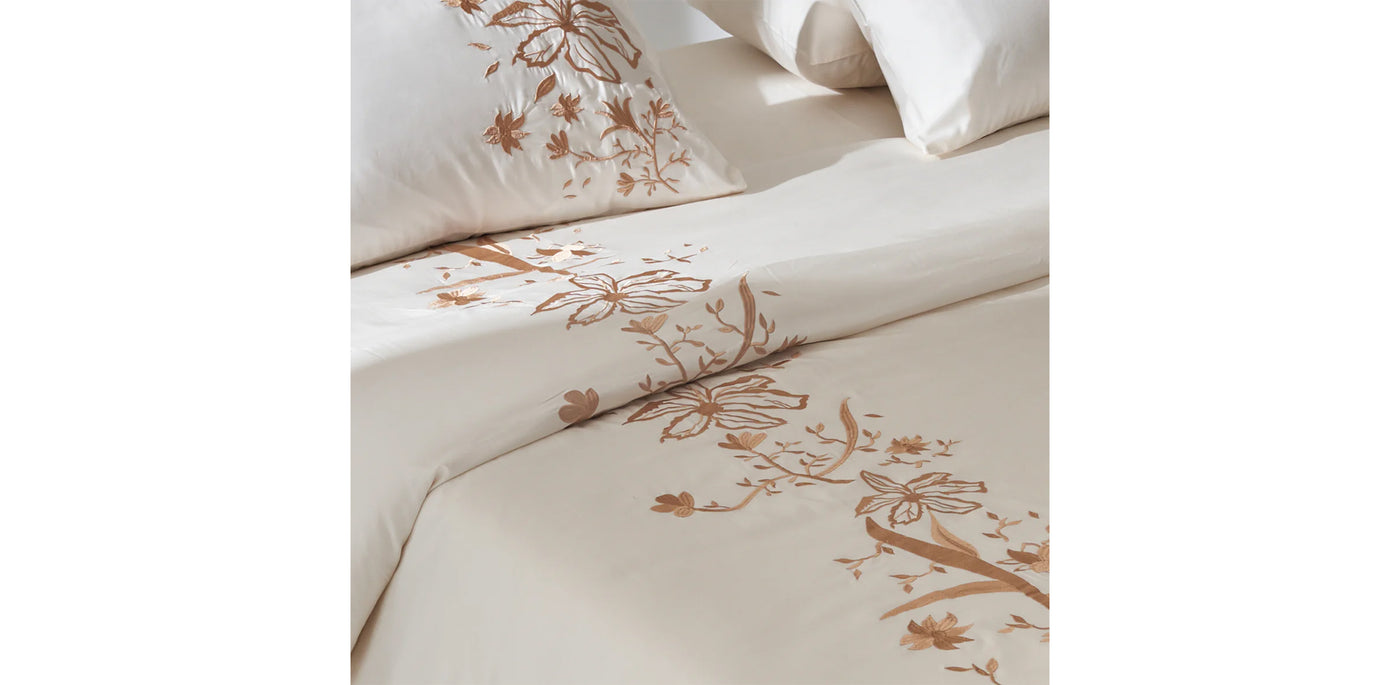 Ivory Duvet Cover - Sateen Floral