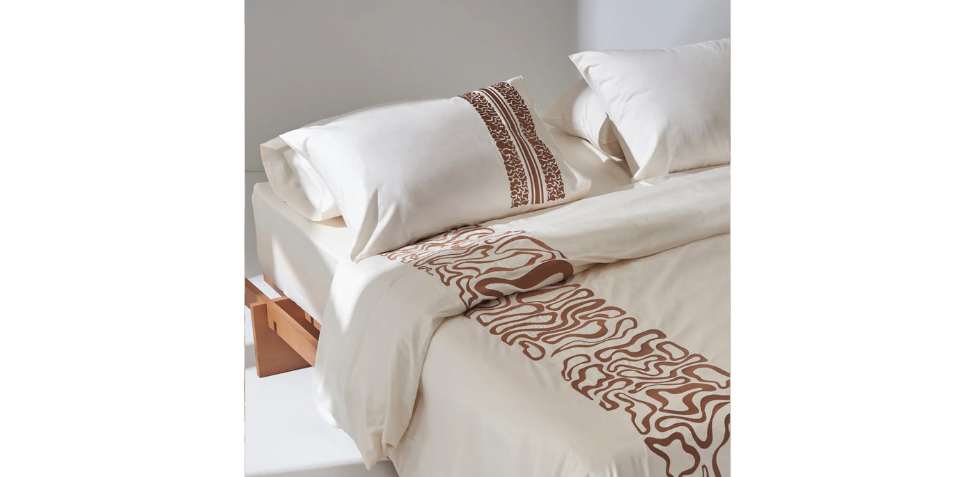 Ivory Duvet Cover - Sateen Swrils