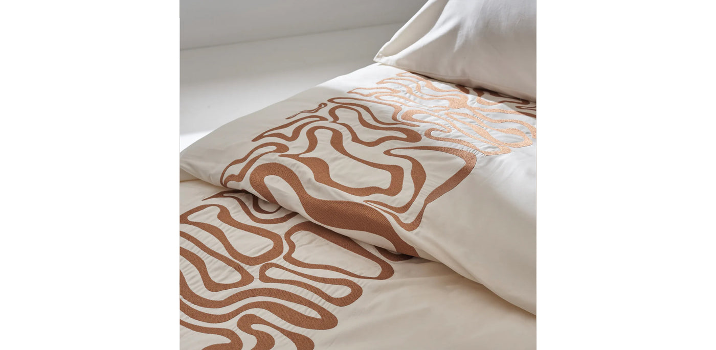 Ivory Duvet Cover - Sateen Swrils