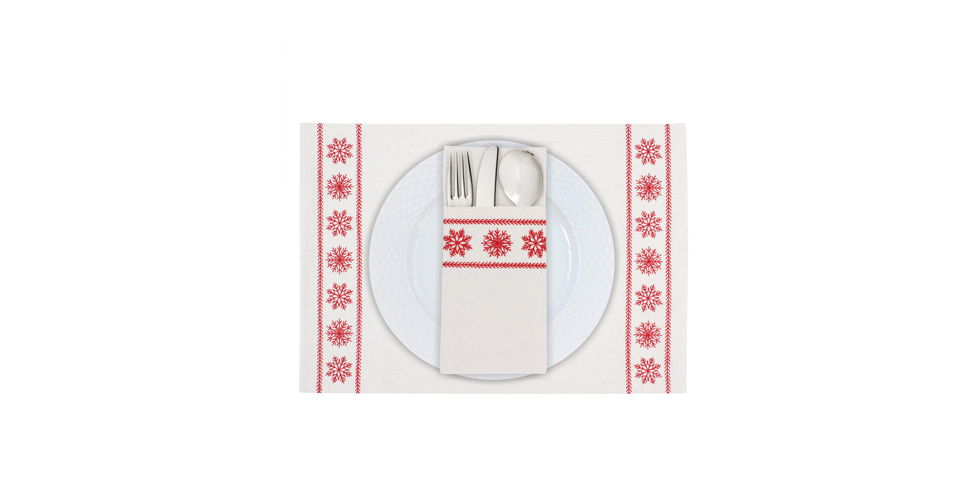 Snowfall Red Placemat Set