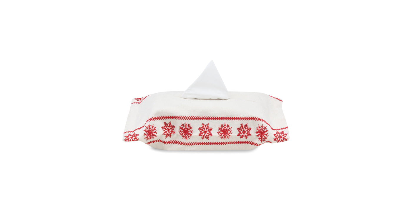 Snowfall Red Tissue Box Cover