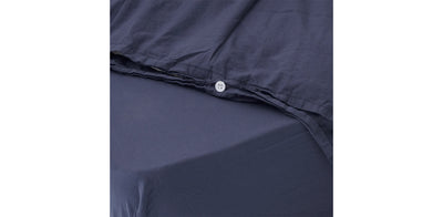 Washed Navy Duvet Cover - Percale Plain