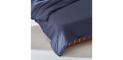 Washed Navy Duvet Cover - Percale Plain