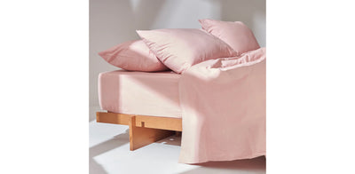 Washed Rose Pink Duvet Cover - Percale Plain