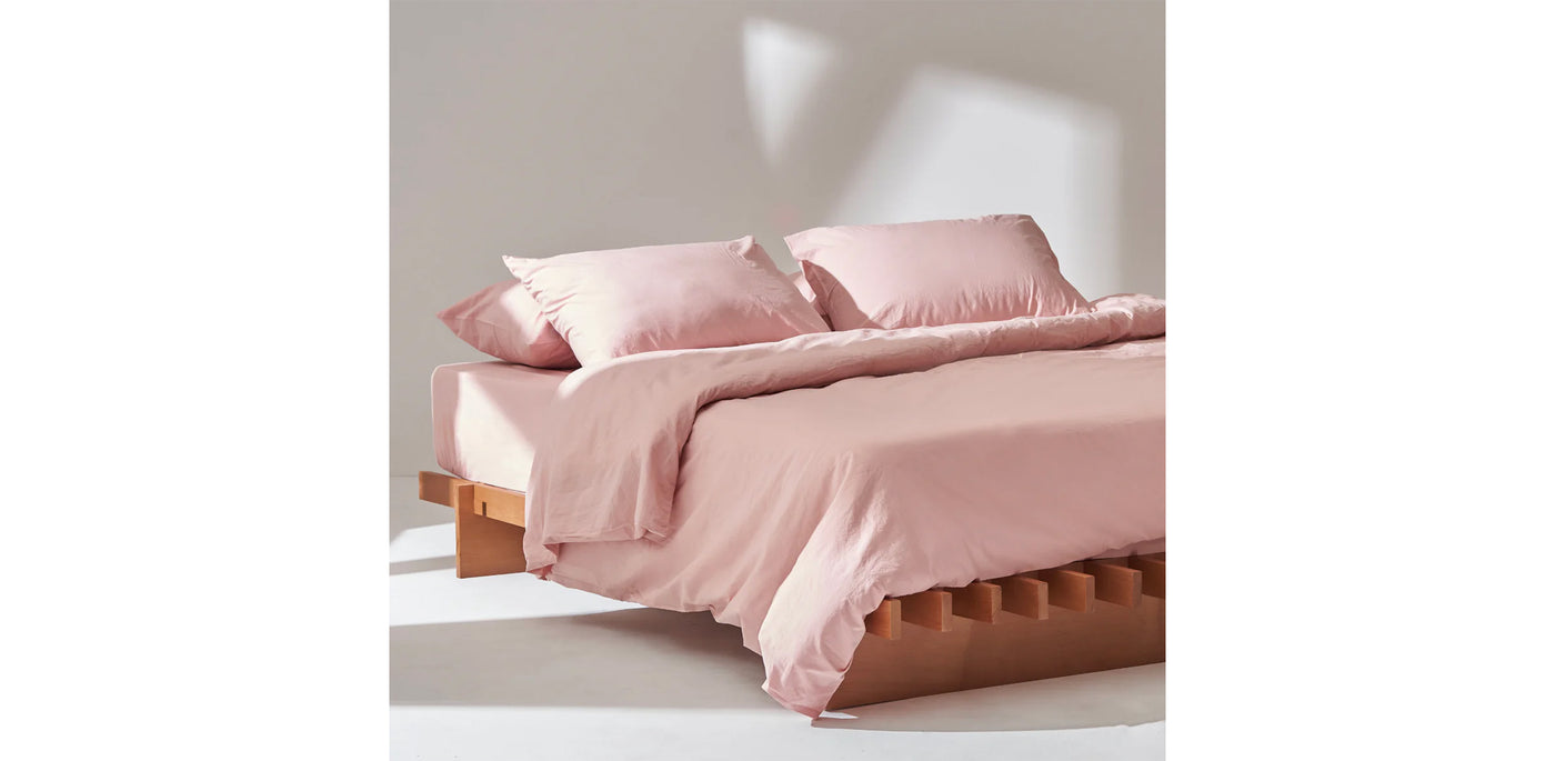 Washed Rose Pink Duvet Cover - Percale Plain