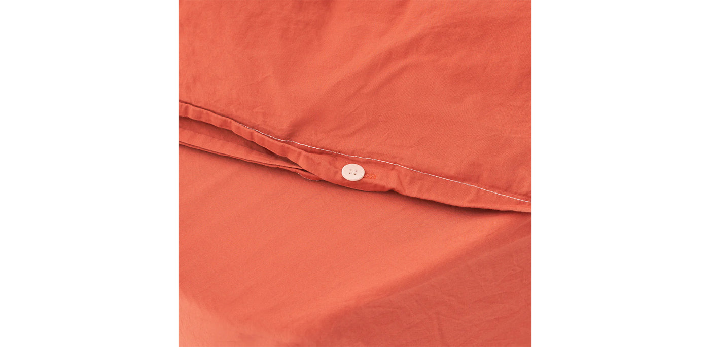 Washed Terracotta Duvet Cover - Percale Plain