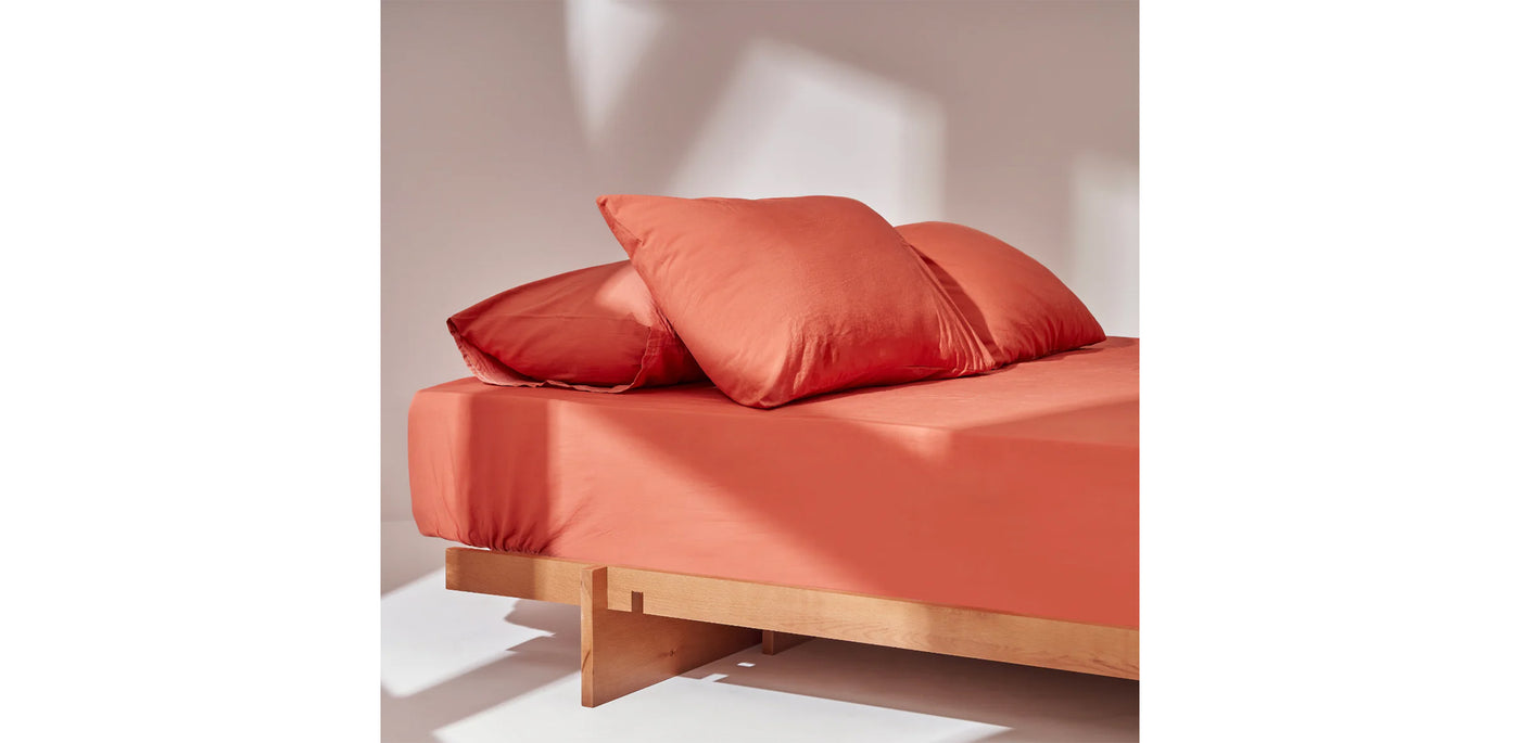 Washed Terracotta Fitted Sheet - Percale