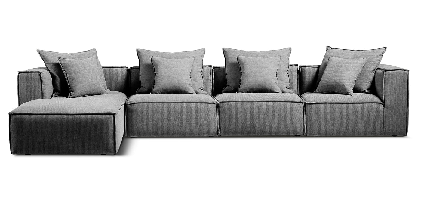 White 340 Linen L-shape Sofa