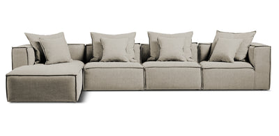 White 340 Linen L-shape Sofa