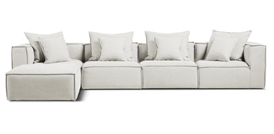 White 340 Linen L-shape Sofa