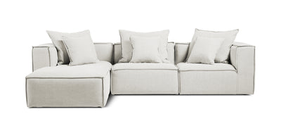 White 265 Linen L-shape Sofa