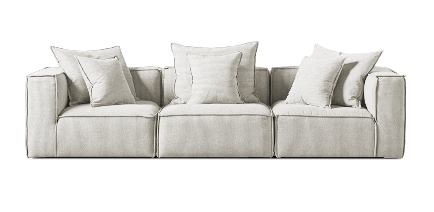 White Linen 3 Seater Sofa