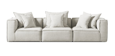 White Linen 3 Seater Sofa