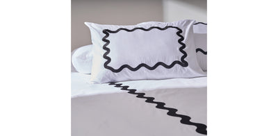 White Duvet Cover - Sateen Black Zigzag