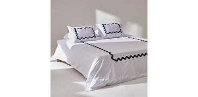 White Duvet Cover - Sateen Black Zigzag