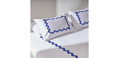 White Duvet Cover - Sateen Navy Zigzag