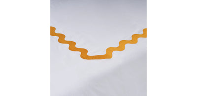 White Duvet Cover - Sateen Mustard Zigzag