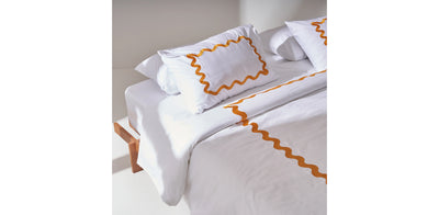 White Duvet Cover - Sateen Mustard Zigzag