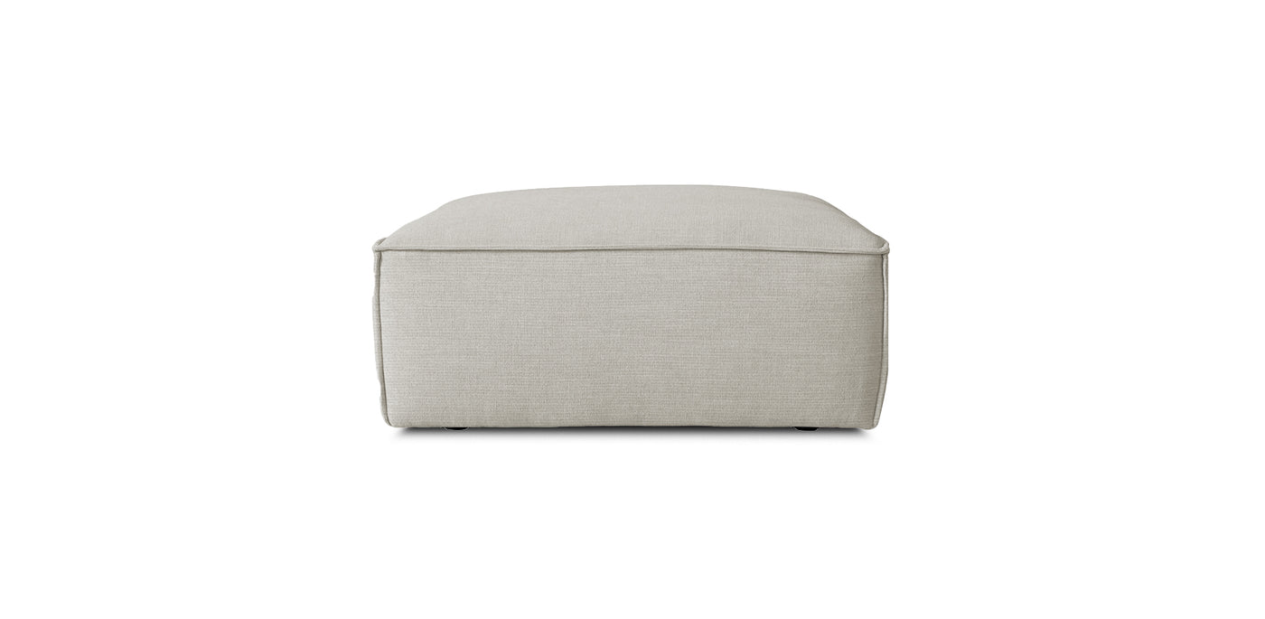 White Linen Pouf