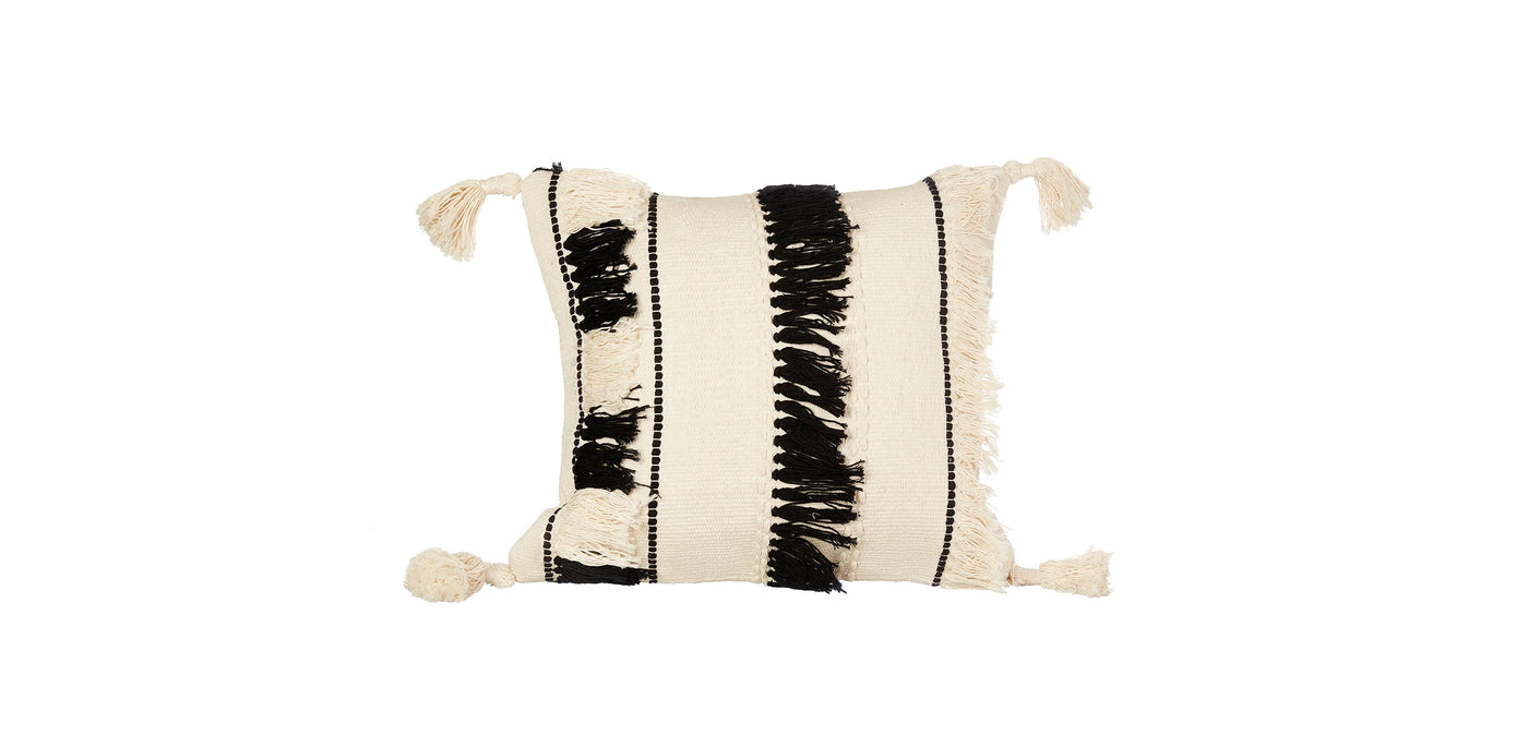 Black & White Fringes Cushion