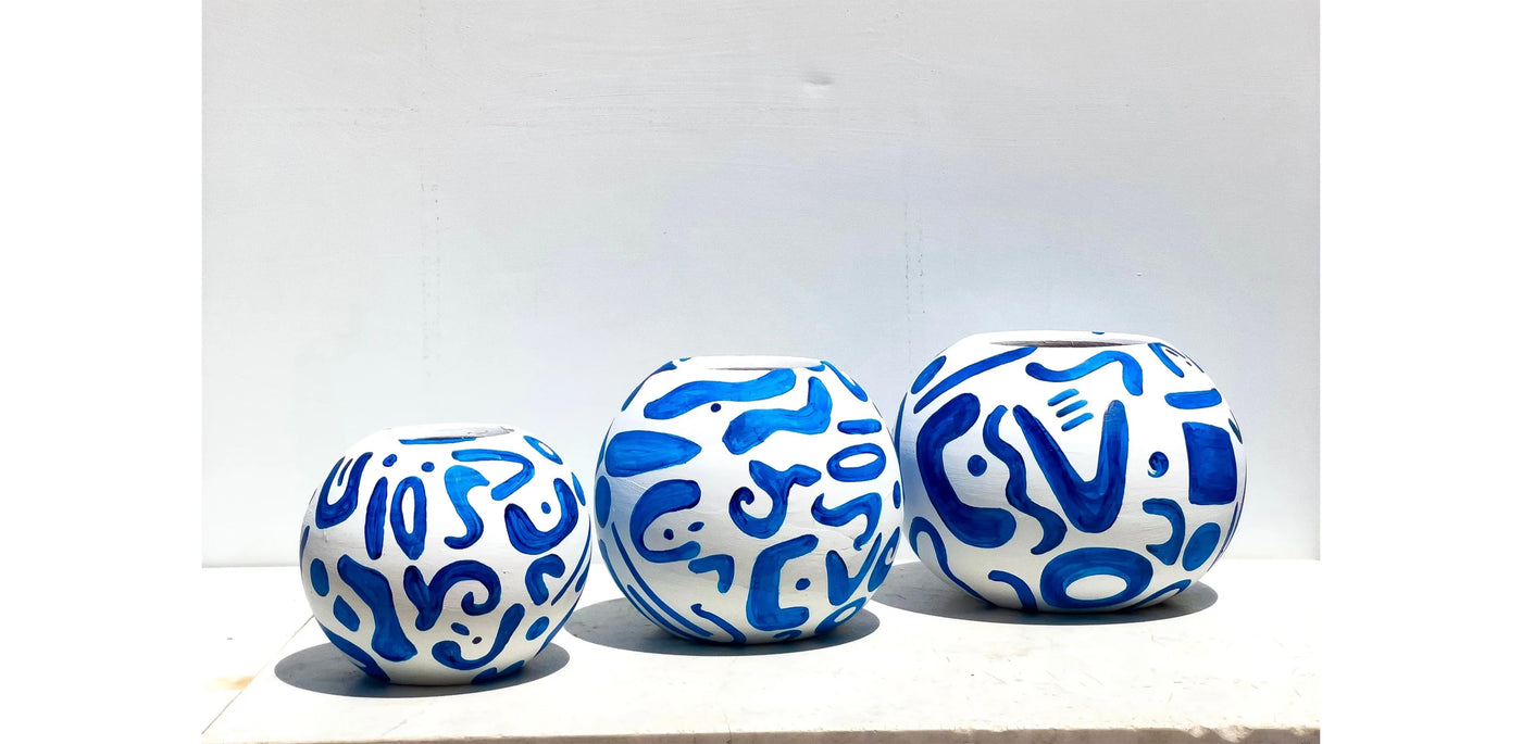 Blue Symbols Pots Set