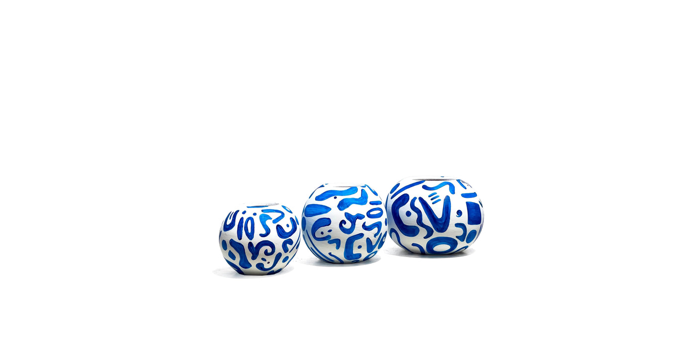 Blue Symbols Pots Set