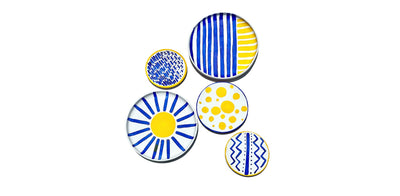 Blue & Yellow Symbolism Patterns Wall Plates