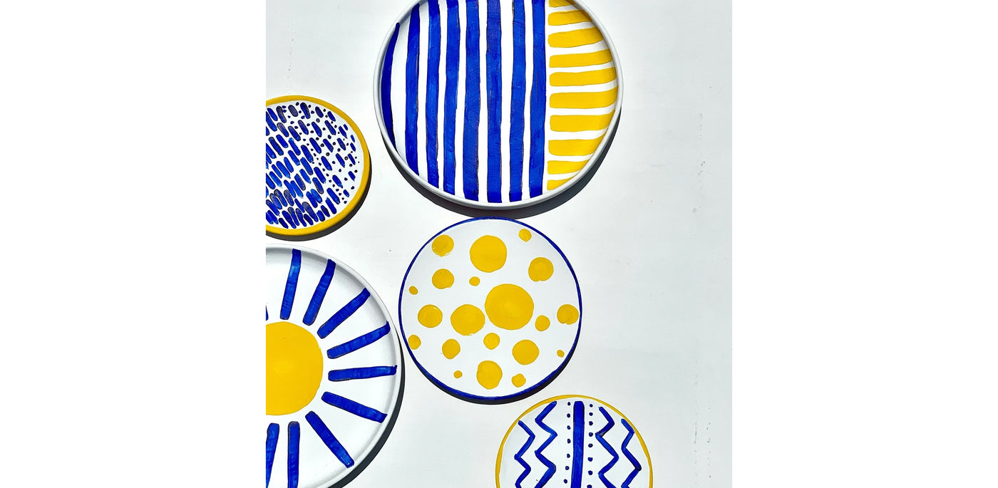 Blue & Yellow Symbolism Patterns Wall Plates