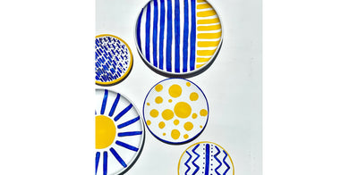 Blue & Yellow Symbolism Patterns Wall Plates