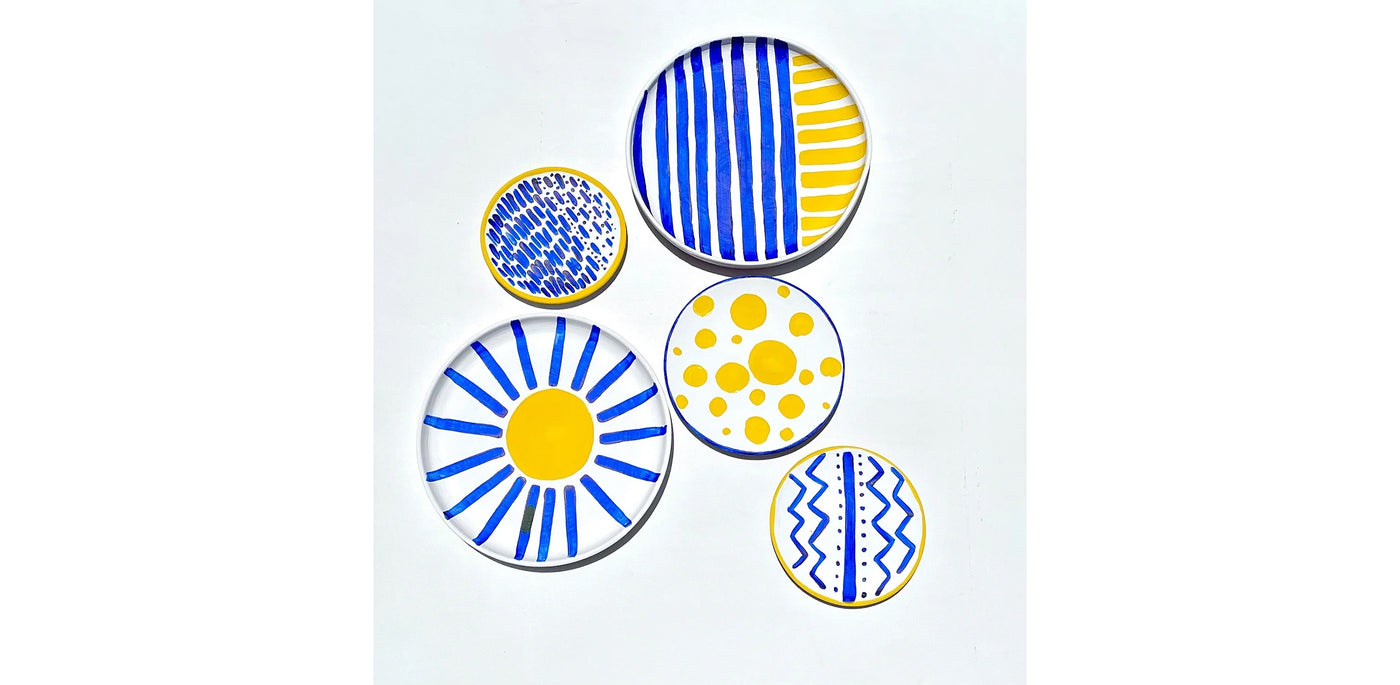 Blue & Yellow Symbolism Patterns Wall Plates