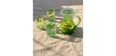 Bubbled Glass Set Green