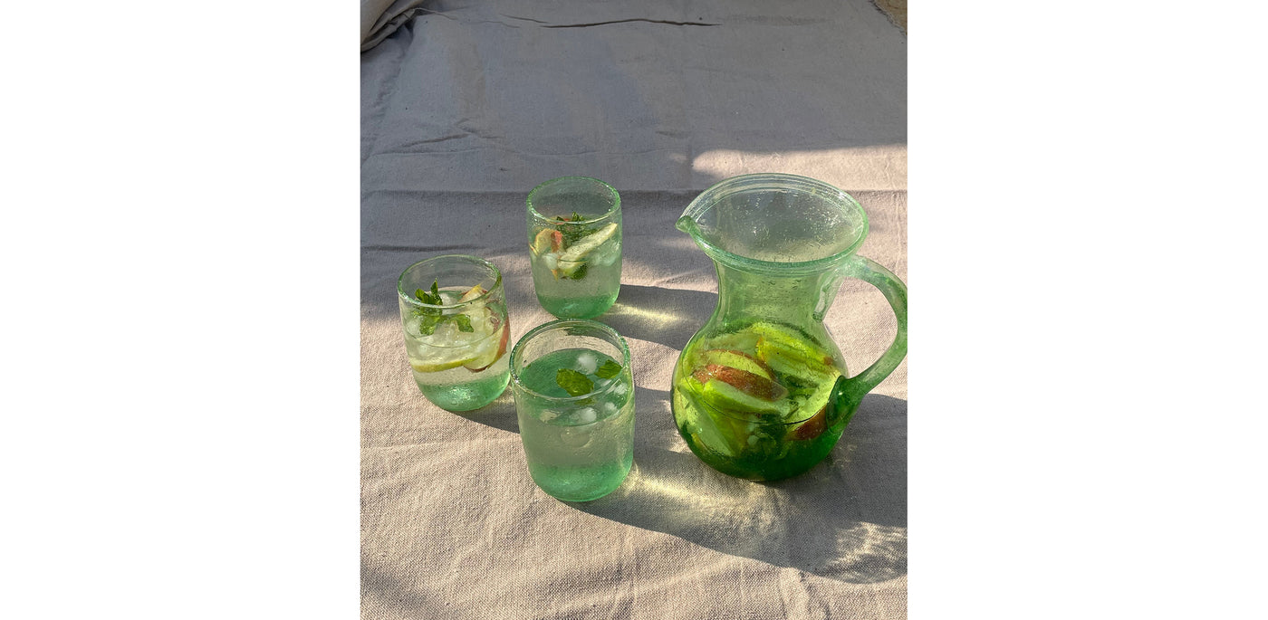 Bubbled Glass Set Green