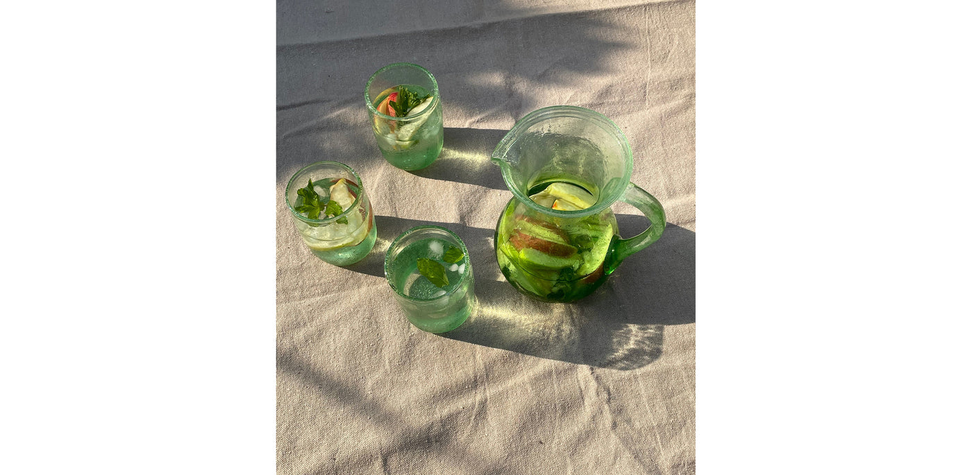 Bubbled Glass Set Green