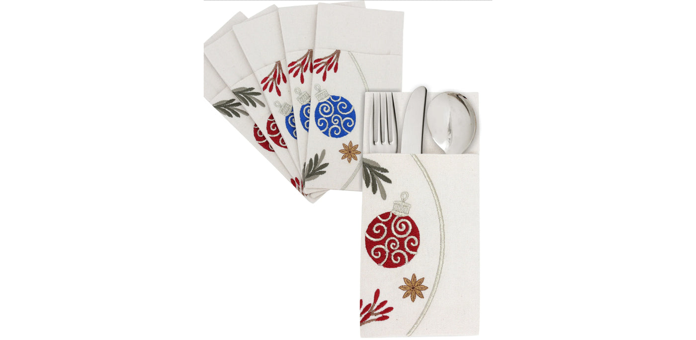 Festive Ornaments Cutlery Sleeve Set