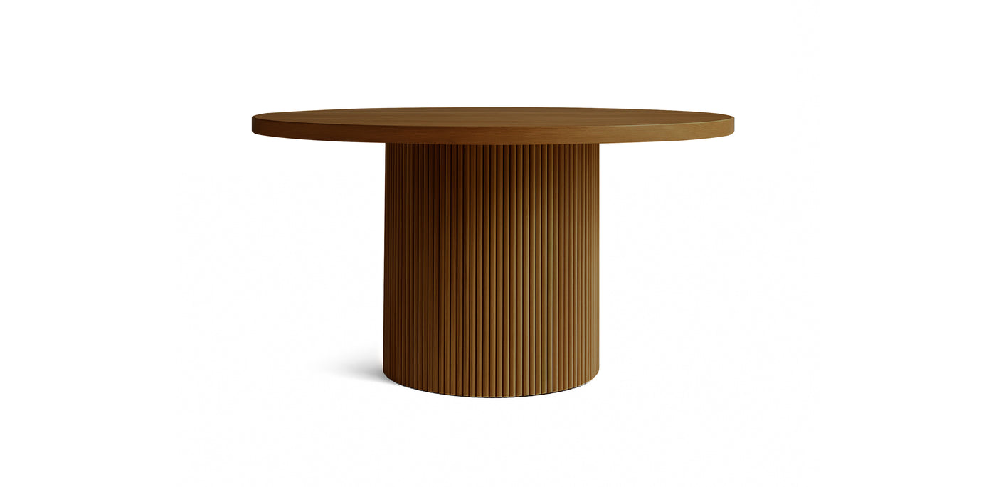 Flute Circular Natural Veneer Dining Table
