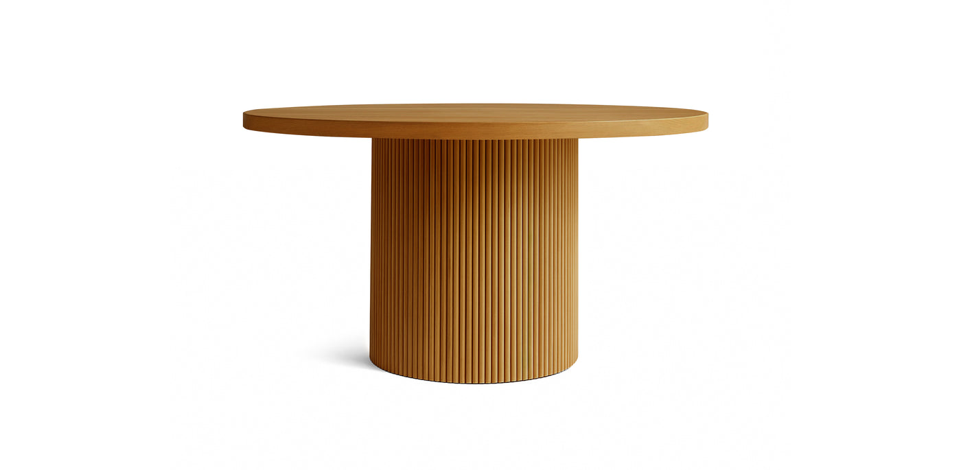 Flute Circular Natural Veneer Dining Table