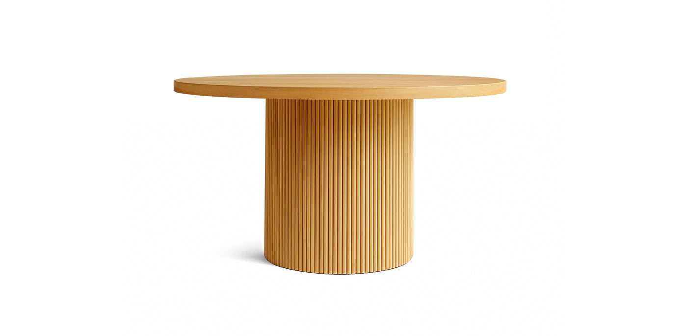Flute Circular Natural Veneer Dining Table
