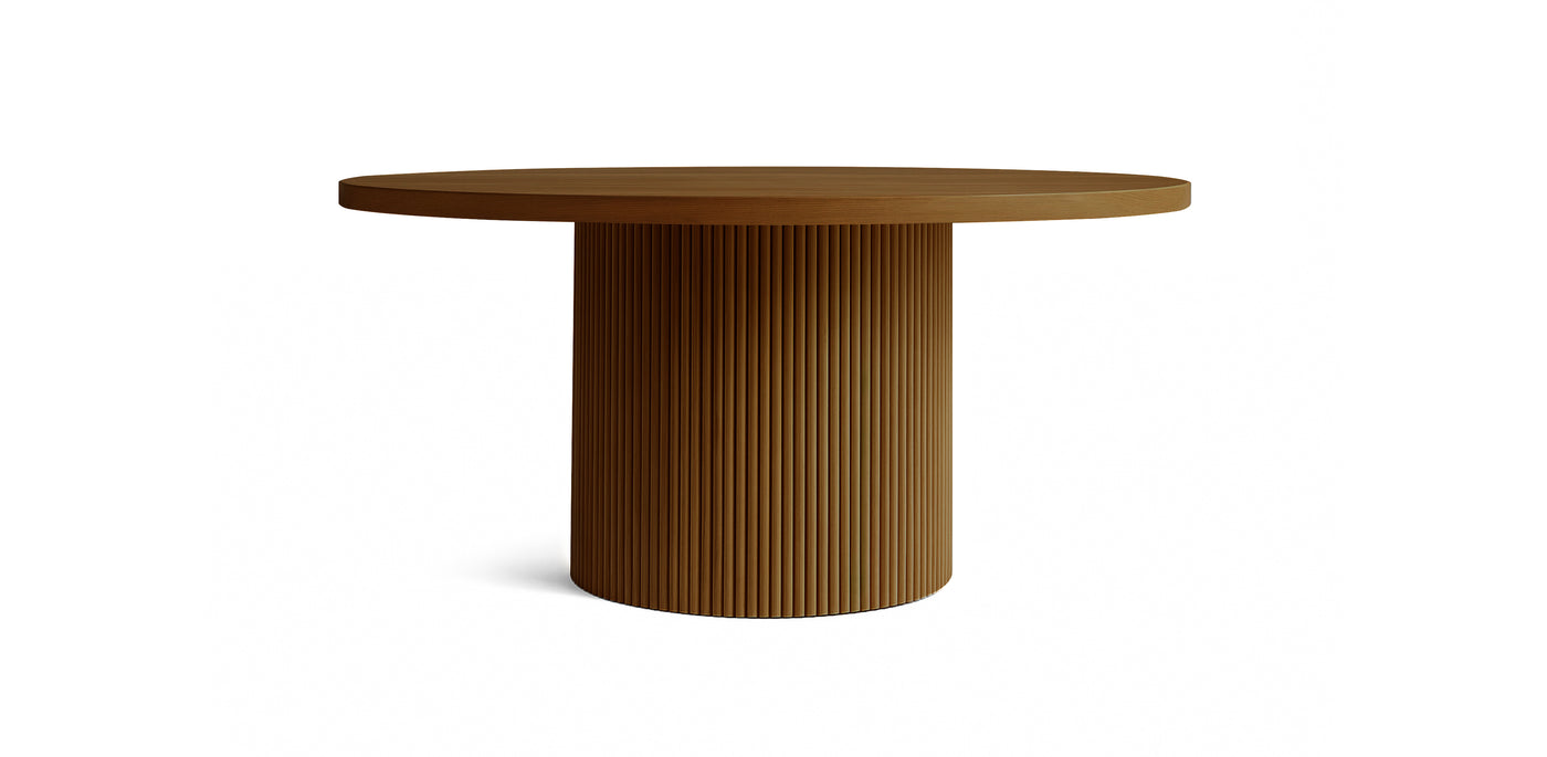 Flute Circular Natural Veneer Dining Table