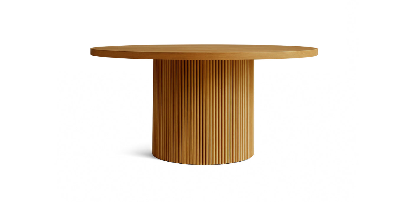 Flute Circular Natural Veneer Dining Table